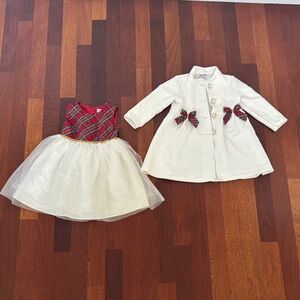 Blueberi Boulevard Red and White Plaid Formal Dress with Coat